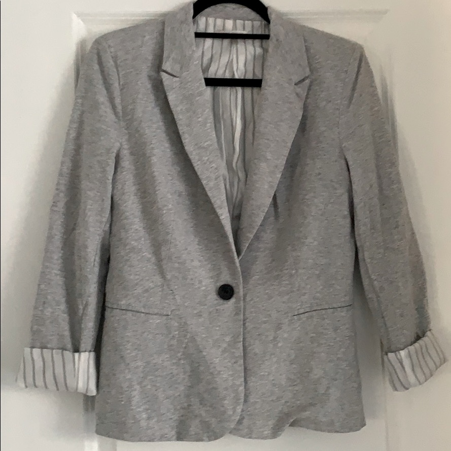 Button Front Gray Blazer